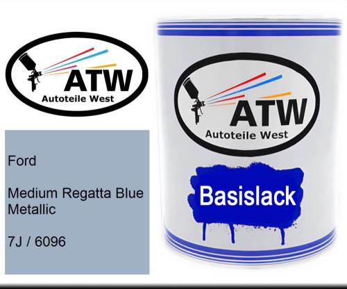 Ford, Medium Regatta Blue Metallic, 7J / 6096: 1L Lackdose, von ATW Autoteile West.